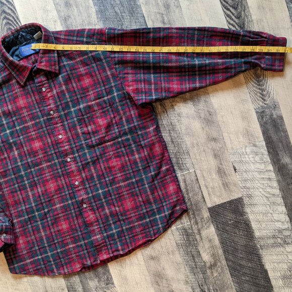 Pendleton Vintage Plaid Wool Button-Up Shirt Red XL - Picture 5 of 6